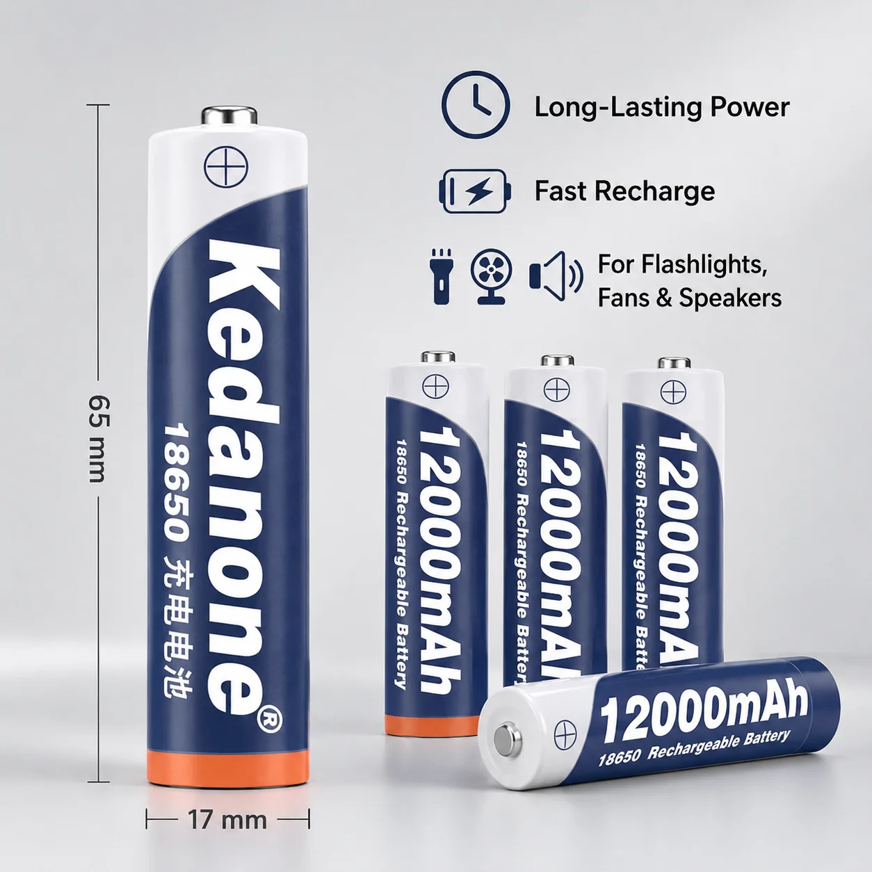 18650 3.7V 12000mAh High Quality Rechargeable Li-ion Battery Cell for Flashlight Torch Electric Portable Lighting Device