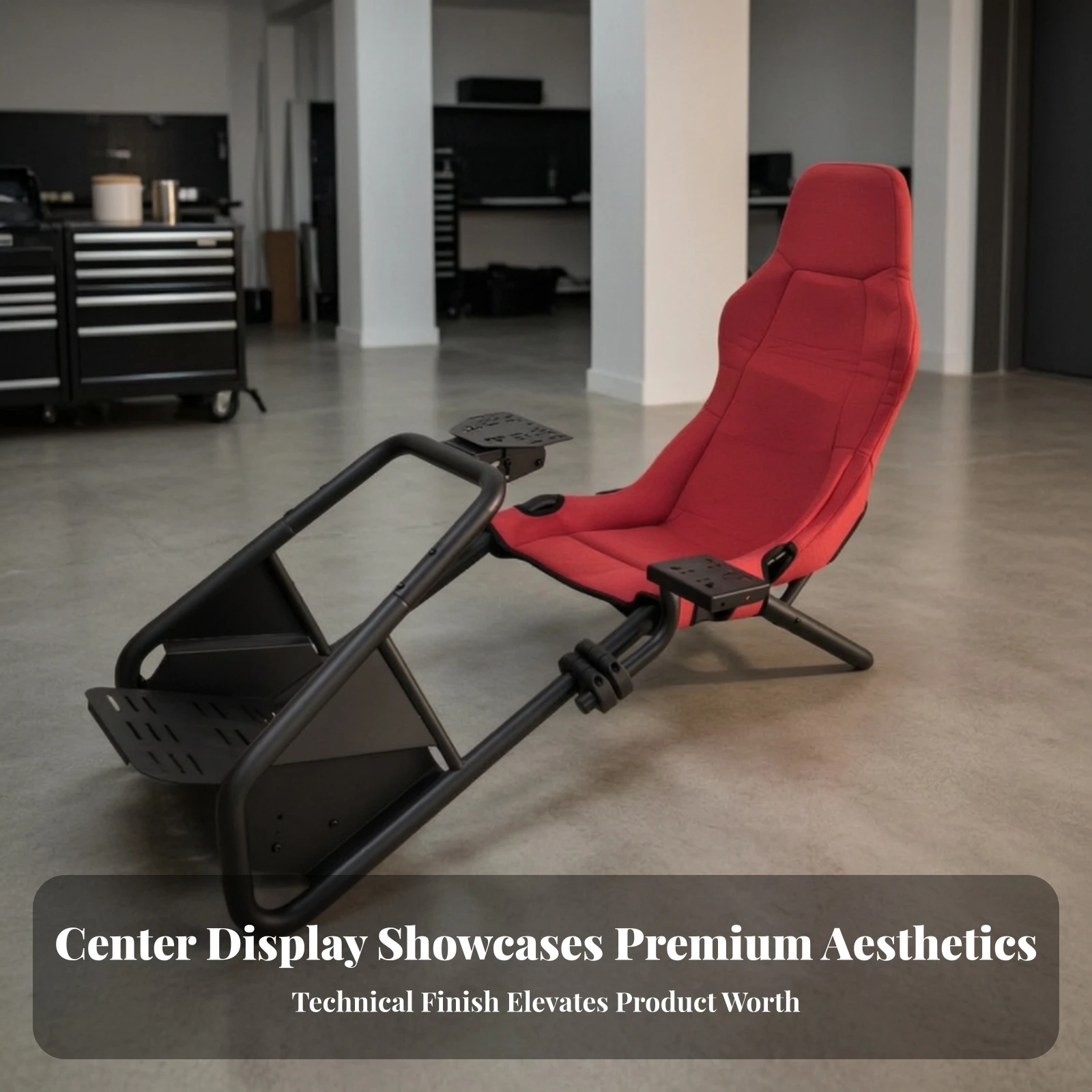 Sim Racing Cockpit with Seat Universal Sim Racing Wheel Stand with Seat Furniture Floor-Standing Matte Black for Gamers