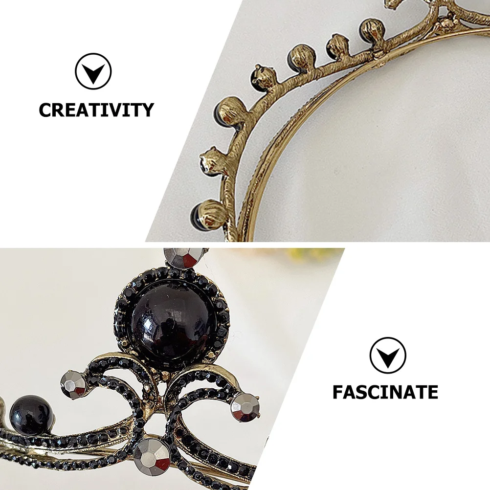 تاج من حجر الراين للنساء تاج الزفاف إكسسوار شعر الزفاف عصابة رأس أنيقة للحفلات الراقصة ملابس رسمية مجوهرات #4