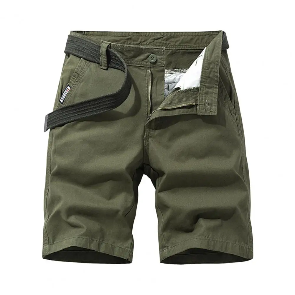 Männer Shorts Einfarbig Knie Länge Taste Zipper Fly Taschen Gerade Spiel Kleidung Casual Plus Größe Sommer Hosen Männer Kleidung