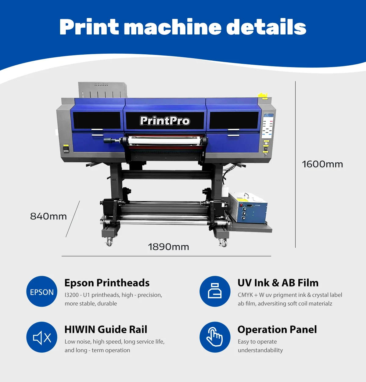 Printpro Multifunctional UV DTF 3d Embroidery Printer for Textile Professional T-Shirt Impresora Uv Dtf Uv Dtf Printer Machine