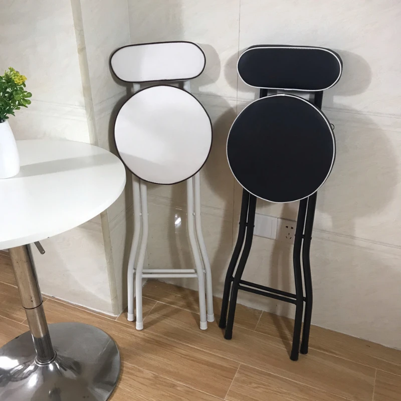 Draagbare opvouwbare stalen hoge barstoelen Luxe Scandinavische moderne barstoelen Krukken Rugleuning Designstoel Eetkamer Elegant meubilair