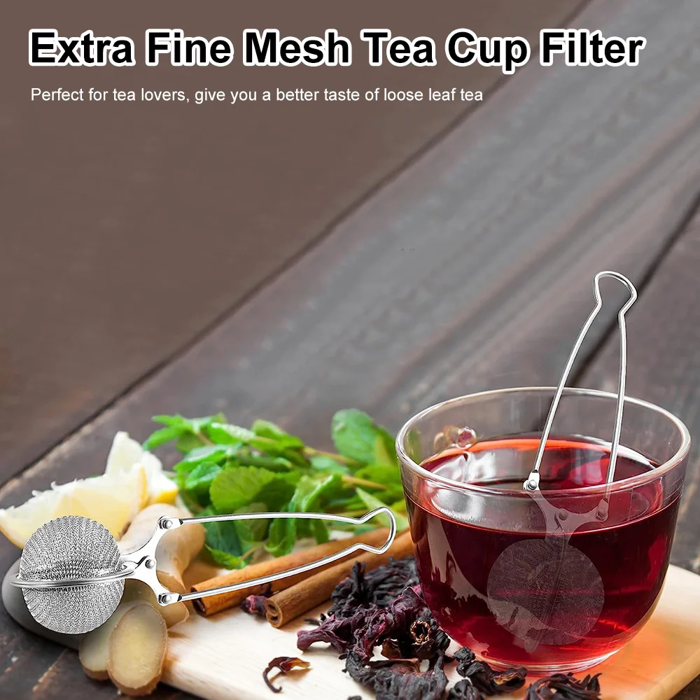 

Tea Infuser High Quality w/Cover Stainless Steel Reusable Mesh Coffee Tea Ball Strainer Tea Mesh Filter Kitchen Accessories