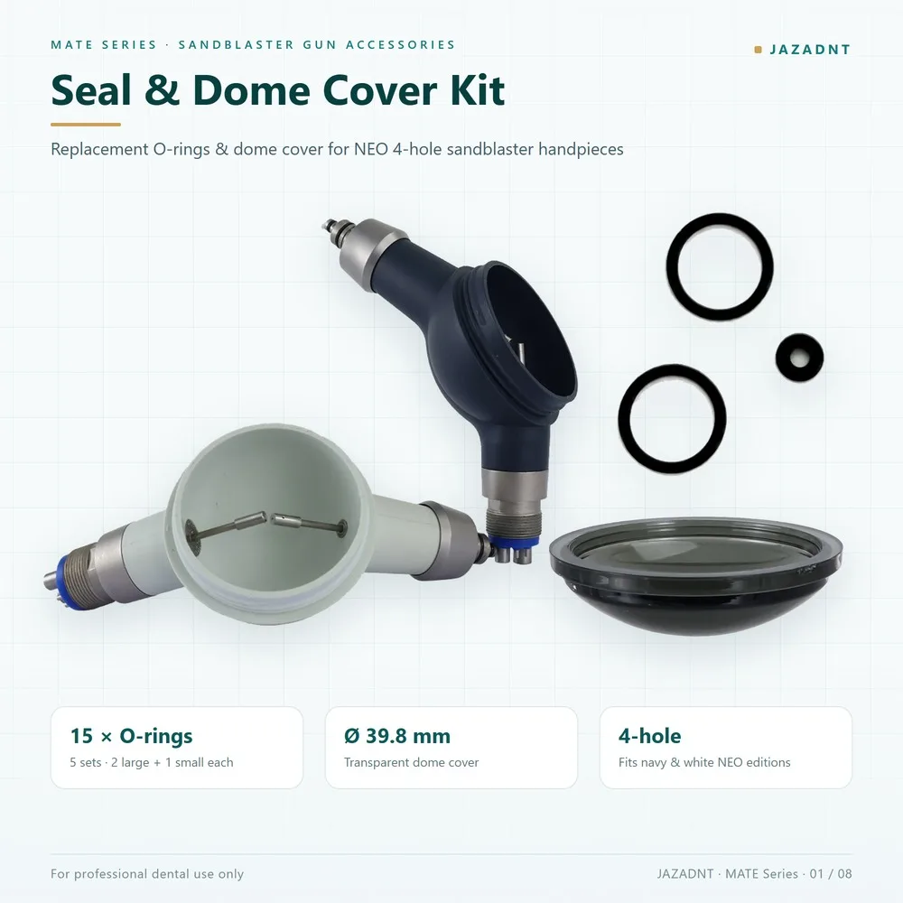 Dental Sandblaster Gun Accessories MATE Series O-Ring Seals & Dome Cover Fit for NEO 4-Hole Air Abrasion Handpiece Navy White
