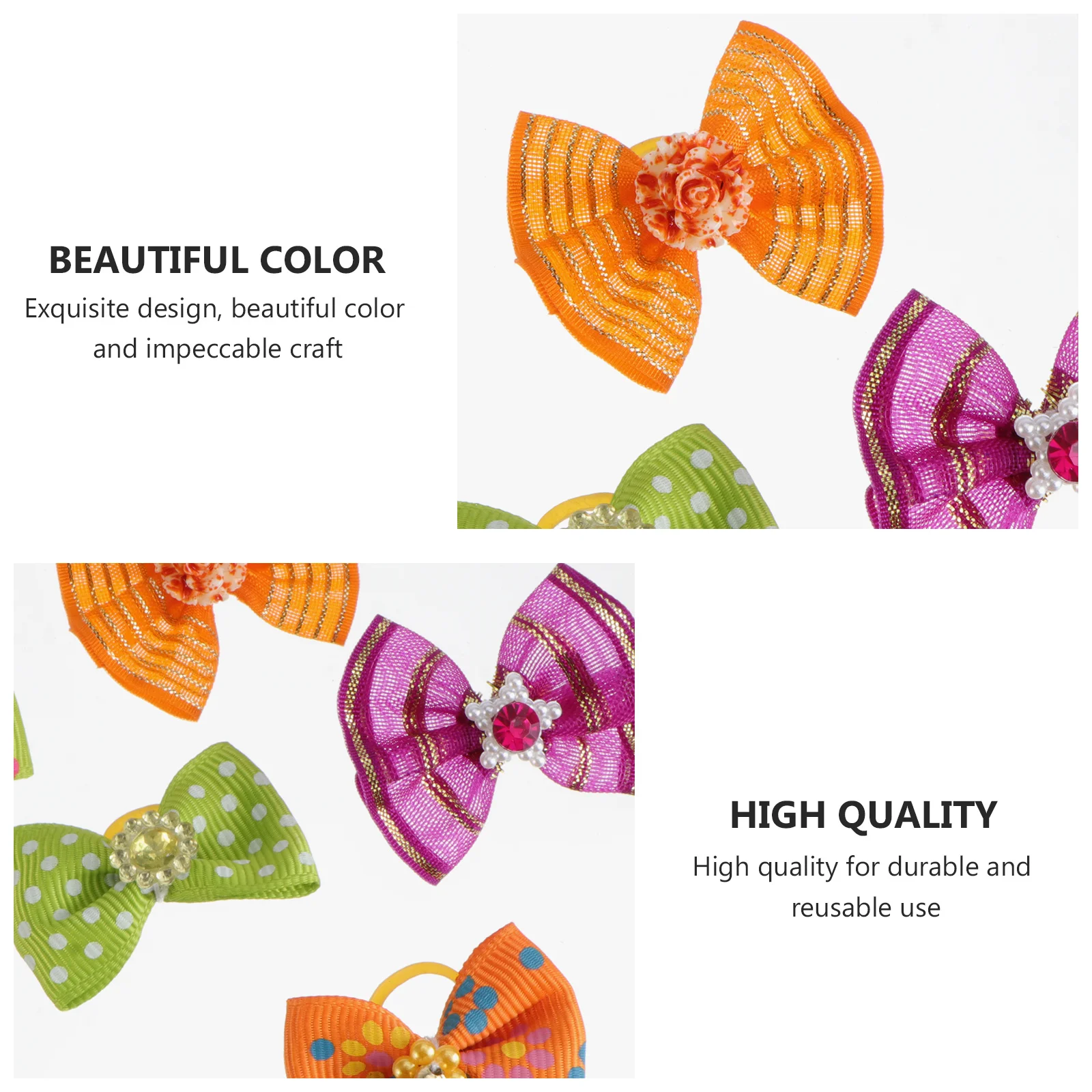 

20pcs Pet Bows For Dogs Cats Rhinestone Pearl Flower Headpieces Durable Elastic Band Cute Animal Hair Accessories Dog Hair