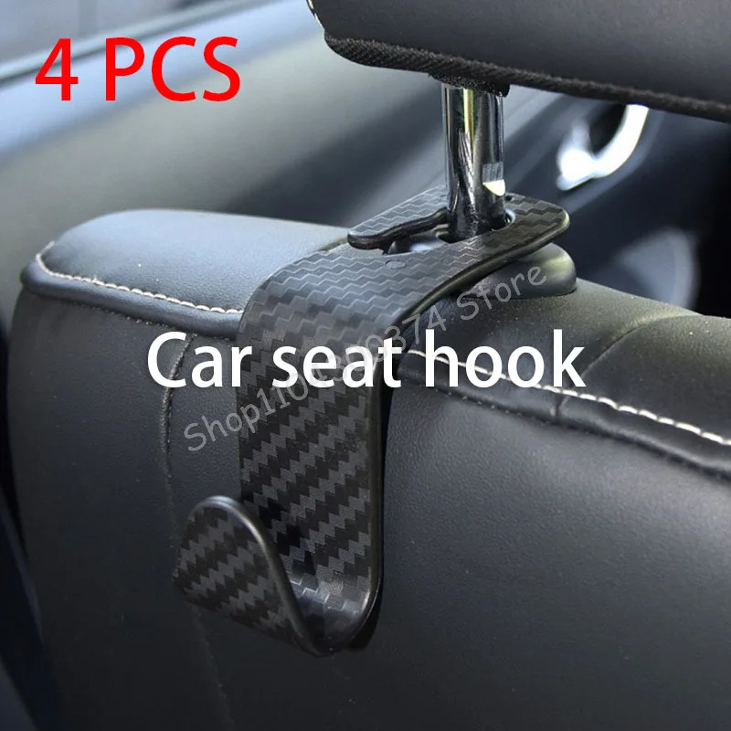 

4 PCS Seat Pothook Model Common Simple Style S-hook Vehicle Carbon Fiber Hanger Hidden Seat Back Hooks Car Hook Pa66 Material