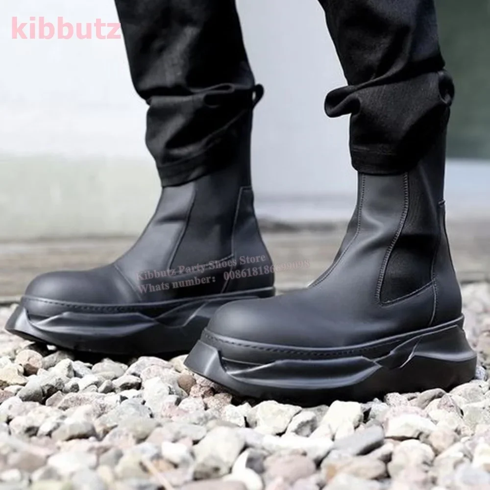 

Ботильоны «Челси» на платформе, кожаные однотонные черные замшевые туфли с круглым носком, увеличивающие рост, модная роскошная лаконичная новинка, женская обувь, новинка