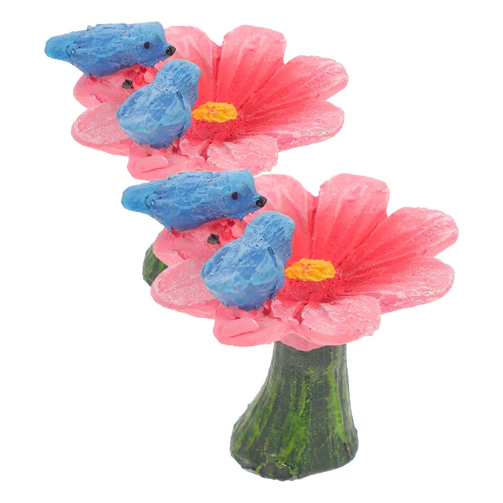 2 Pcs Micro Landscape Ornament Fairy Tale Statues Resin Decoration Iron Ornaments