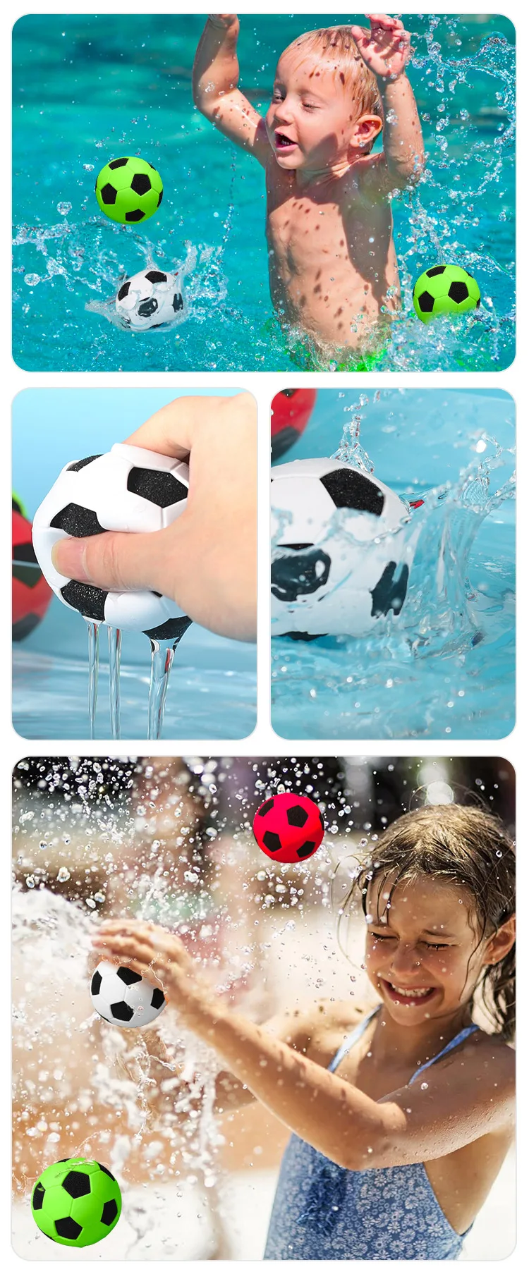 Football Water Balloons,Water Ball Toy Children's Swimming Pool Beach Party Water Fun Fight Toys,Silicone Balls Bath Toys 7cm