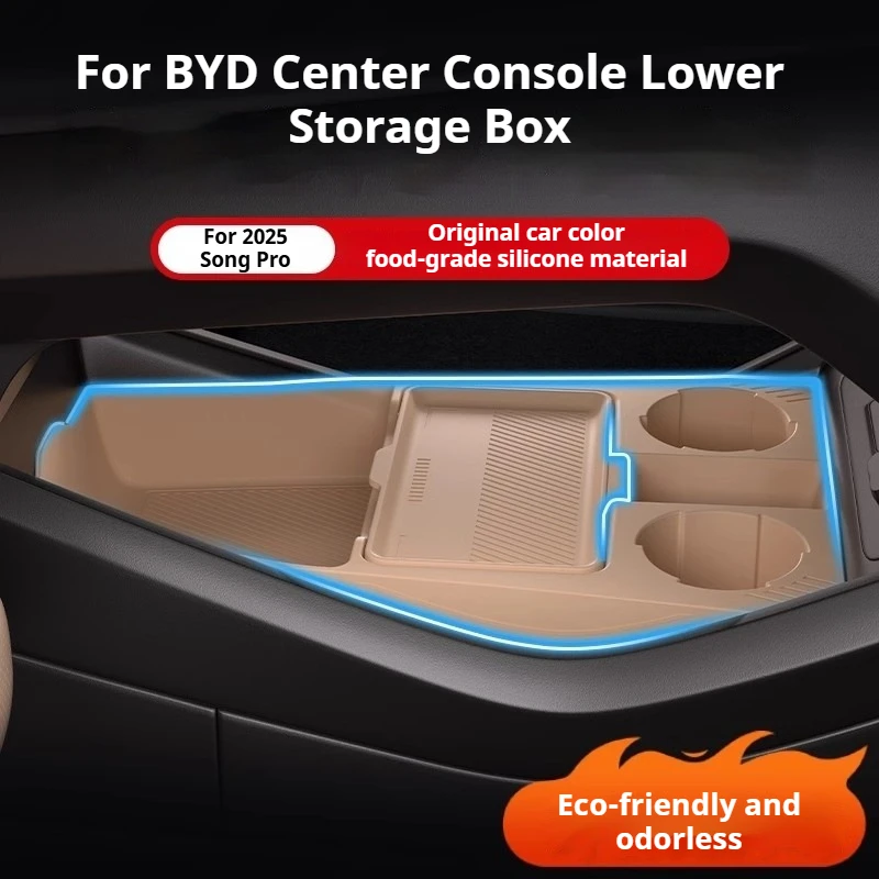 For BYD SONG PRO DM-i 2025 2nd Gen Center Console Lower Storage Box Special Car Interior Organizer Tray Accessories