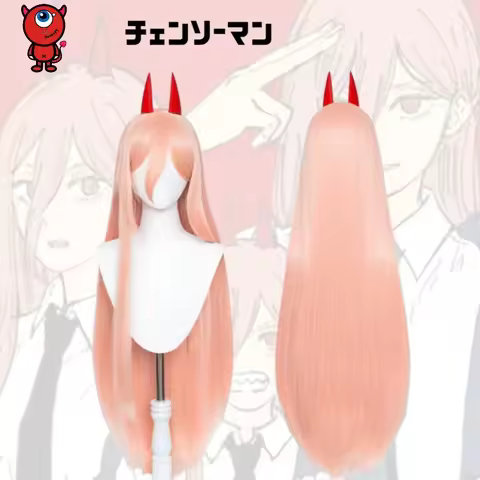 Anime Chainsaw Man Makima Power Cosplay Wig Long Orange Pink Heat Resistant Synthetic Hair Party Role Play Halloween Wig