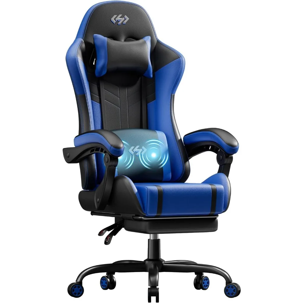 

Ergonomically Designed Gaming Chair with 360° Rotation and Lumbar Massage Function; Computer Chair with PU Leather Seat Cushion