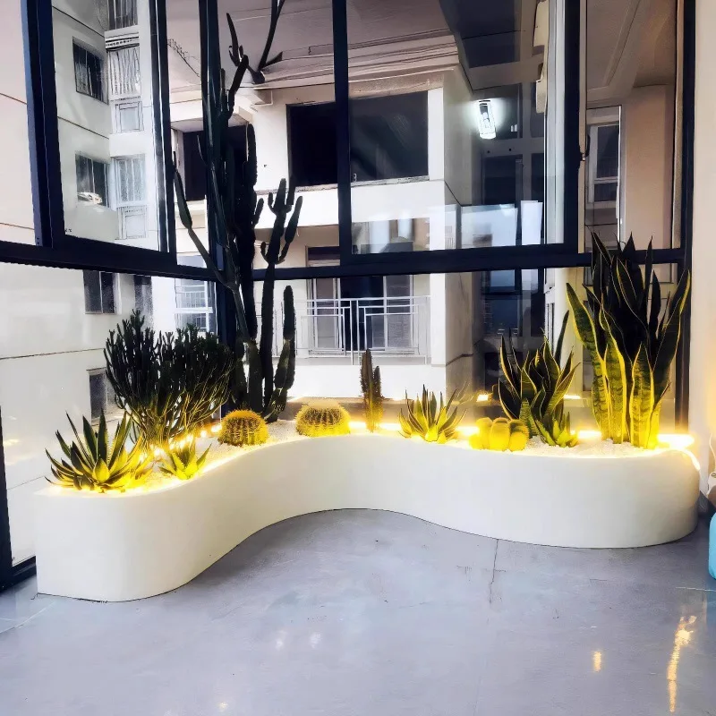Indoor wrought iron landscaping, curved flower boxes, balcony, courtyard corner flower beds, dining rooms, office irregular
