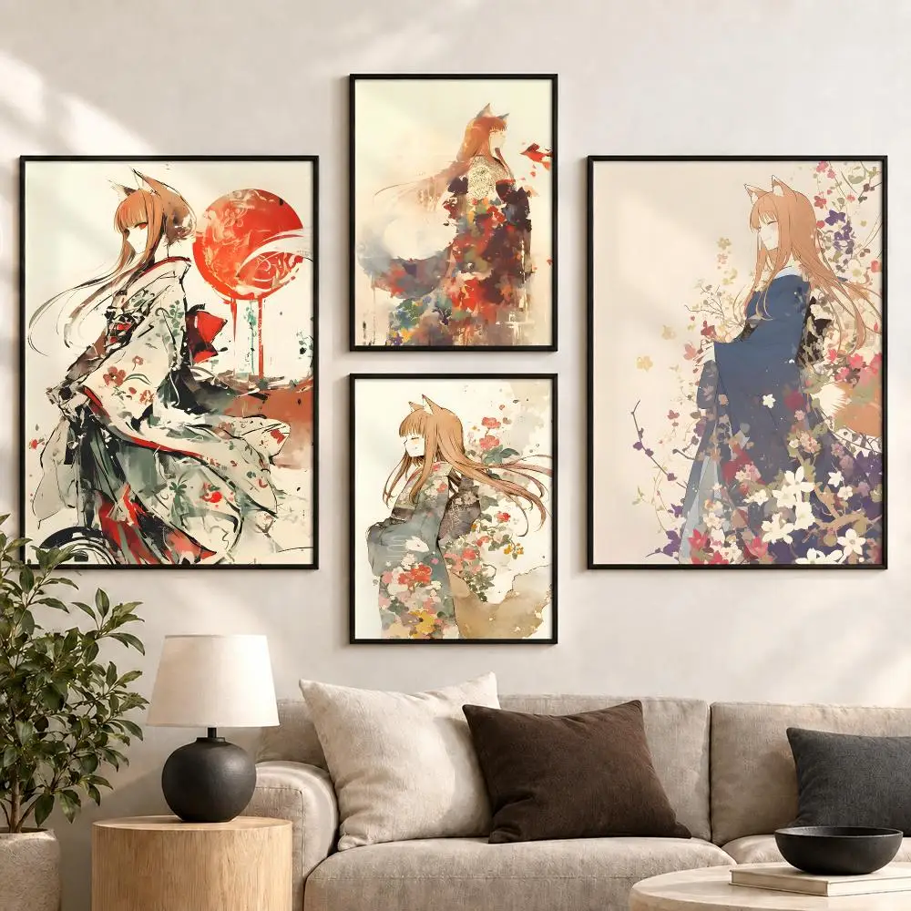 Spice and Wolf Fantasy Anime Romance Merchant Journey Poster Aesthetic Art Print for Bedroom & Living Room Decor, Unframed