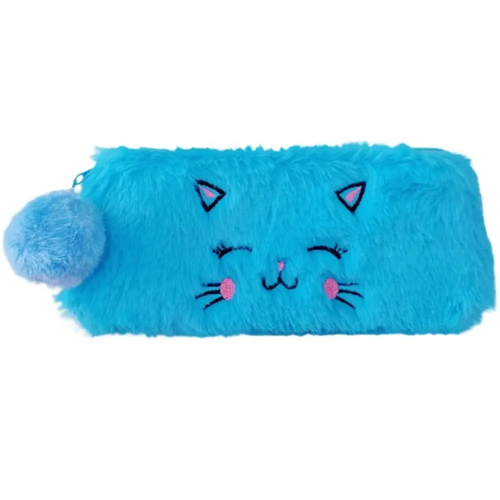 3 шт., кавайная милая мультяшная сумка-карандаш, пушистый держатель, сумка для макияжа, помады, котенок, канцелярские принадлежности, плюшевая сумка для ручек, детская