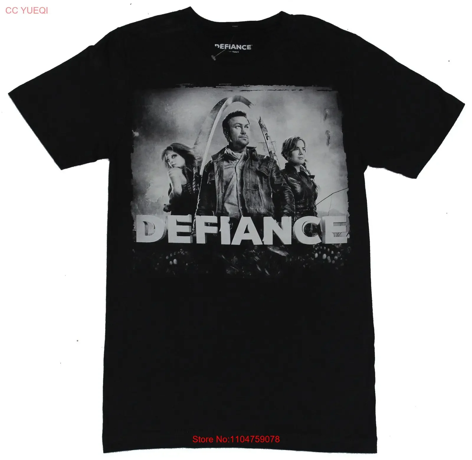 Defiance TV Show Adult New T Shirt Distressed 3 Character Black White Photo vintage Washed Breathable Stretched Comfortable