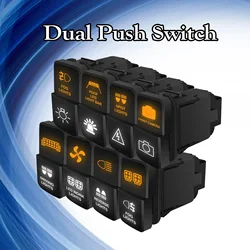 12V Orange White Led Dual Push Button Switch for Toyota Prado 4Runner Landcruiser FJ Cruiser Tacoma 39mm x 21mm 3amp/12v