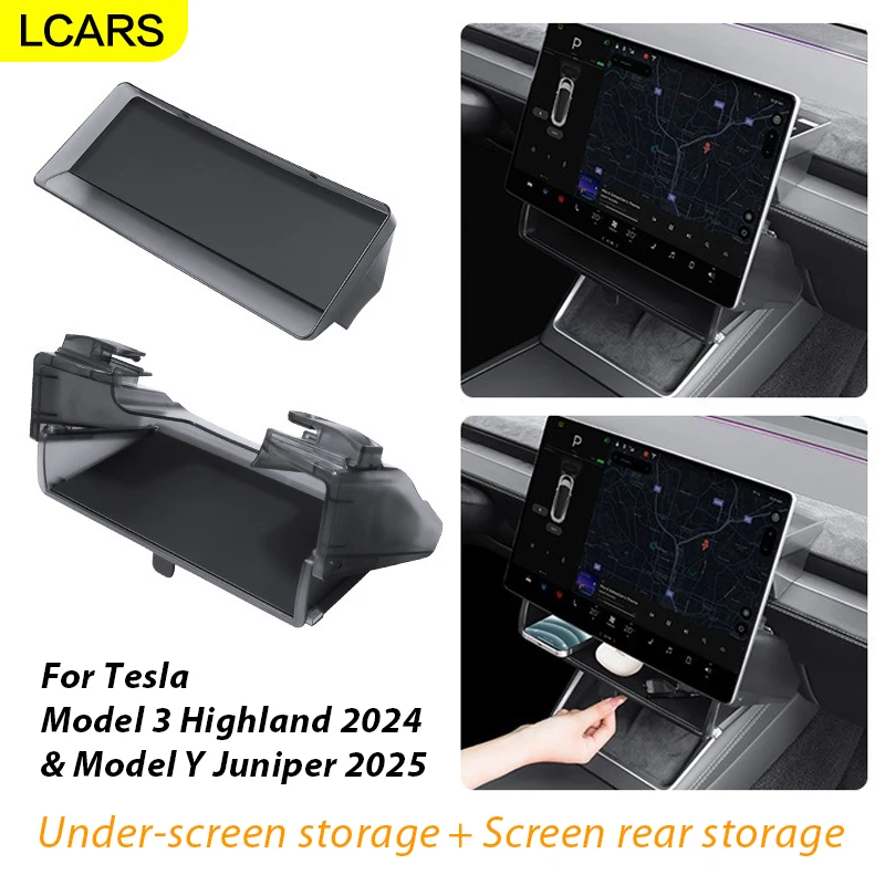 

For Tesla Model Y Juniper 2025 &Model 3 Highland 2024 Center Console Organizer Under Screen Storage Box Car Interior Accessories