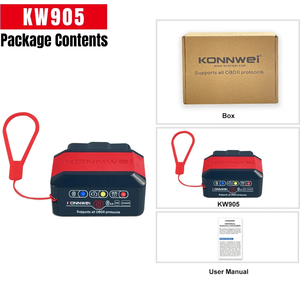 2026 KONNWEI KW905 ELM327 OBD2 Auto-Scanner Bluetooth 5.0 Batterieprüfung Motorfehler-Scanner OBDII Code-Lesegerät Diagnosewerkzeug – Detail 13