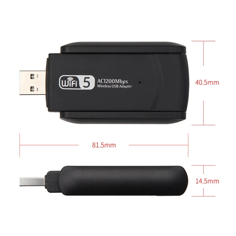 Adaptateur Wifi USB 3.0 1200Mbps pour touristes, bande 5GHz 2.4 mesurz stérilisation 11AC RTL8812BU antenne Wifi dongle carte réseau pour ordinateur portable de bureau, nouveau