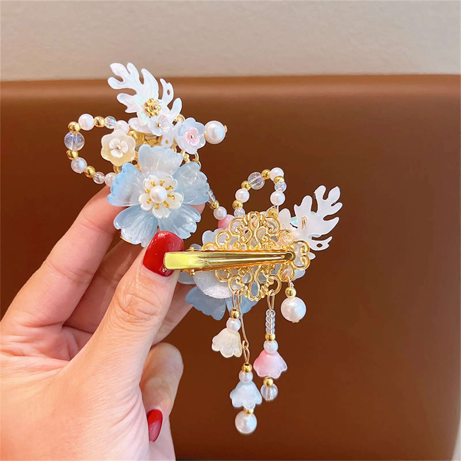 

2pcs Flower Hair Clips For Women Vintage Chinese Style Tassel Hairpin Elegant Exquisite Hanfu Jewelry Hair Accessories For Girls