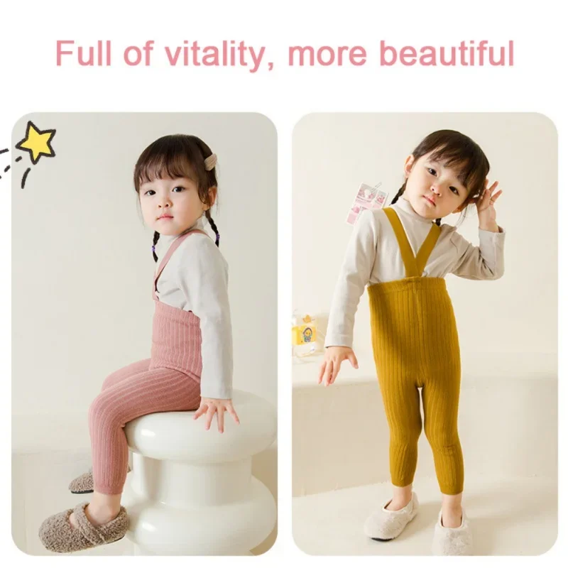 Spring Autumn Baby Kids Suspender Pantyhose For Girls Boys Tights Children Clothes High Waist Bandage Cross Straped Leggings