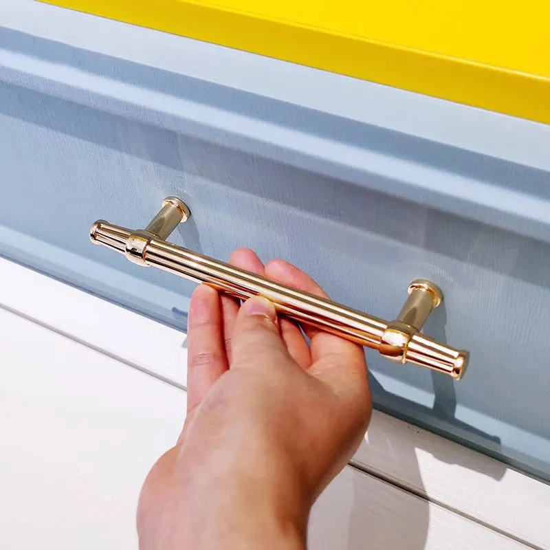 Brushed Nickel Cabinet Handles T Bar Darwer Knobs Zinc Alloy Cupboard Door Pulls Wardrobe Handles Simple Furniture Hardware