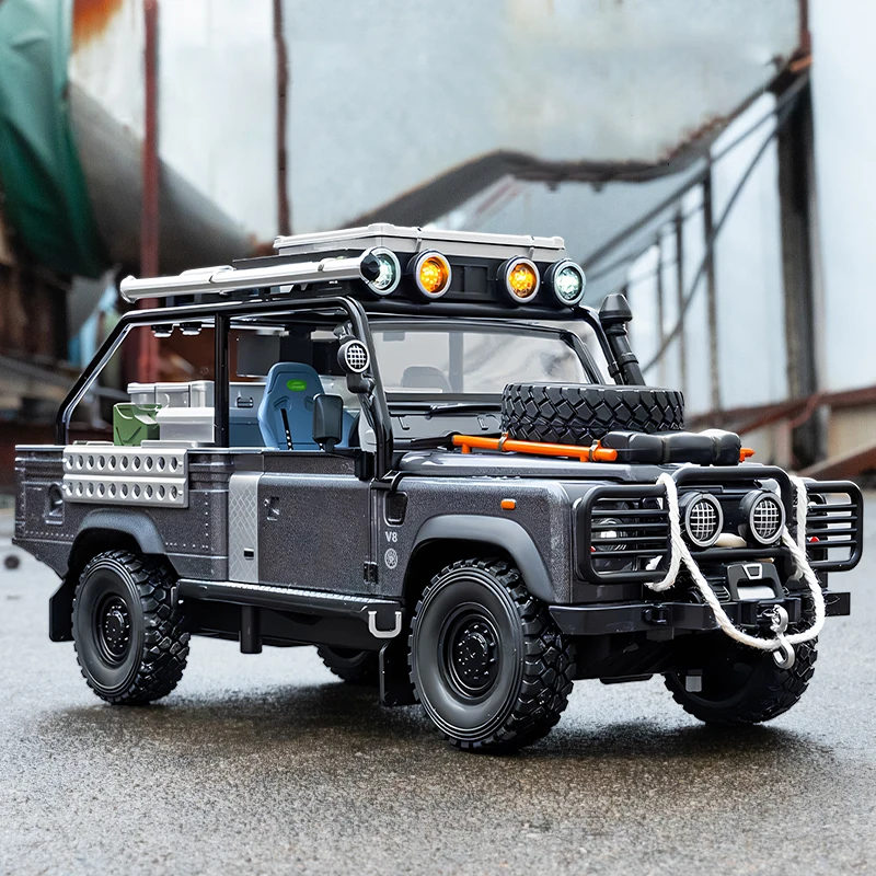 

1:24 Land Rover Defender 110 SUV, модель автомобиля из сплава, игрушечный автомобиль, литье под давлением металла, звуковой и световой автомобиль, игрушки для детей, автомобиль