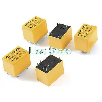 5 Pcs HK4100F-5V 6 Pins SPDT PCB Power Relay DC 5V Coil 3A/DC30V 3A/AC250V