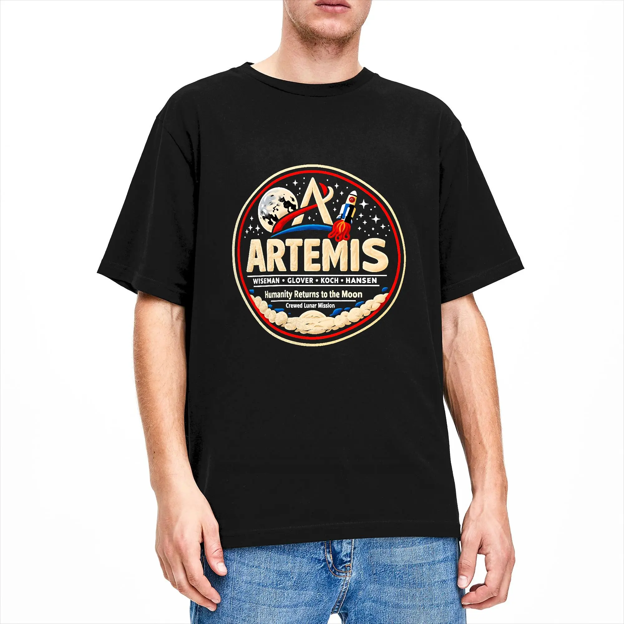 Artemis II  Orion Mission To Moon T-Shirt Beach  100 Cotton T-Shirts For Man Casual Tshirt Short Sleeve Y2K Funny Top Tees