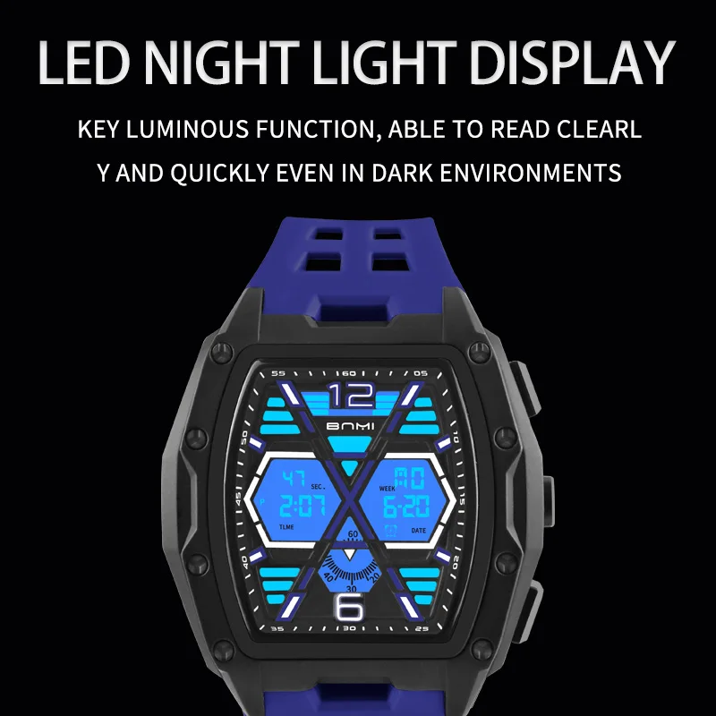 Elektronische LED digitale sporthorloges voor heren Waterdicht schokbestendig klok X Letter Dial Outdoor bergbeklimmen herenhorloge