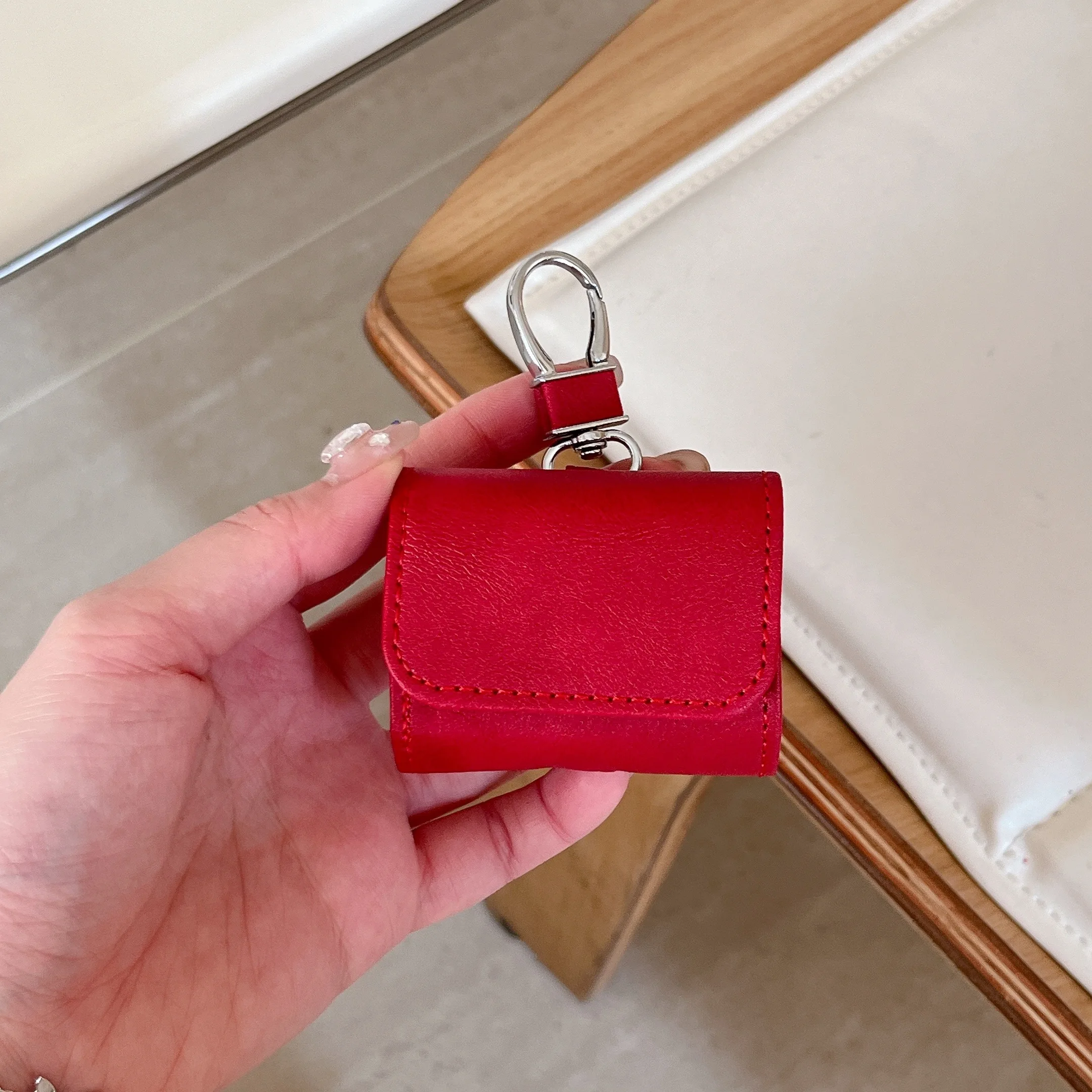 حافظة سماعة رأس كلاسيكية على الموضة باللون الأحمر والوردي والرمادي والأسود والبني من جلد البقر مناسبة لأجهزة AirPods 1 2 3 4 Pro Pro2