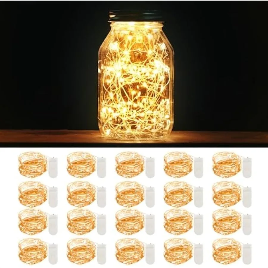 

20 Pack 3.3ft Fairy String Lights Battery Operated Mini LEDs for Party Wedding Centerpiece Decorations Crafts Mason Jar Firefly