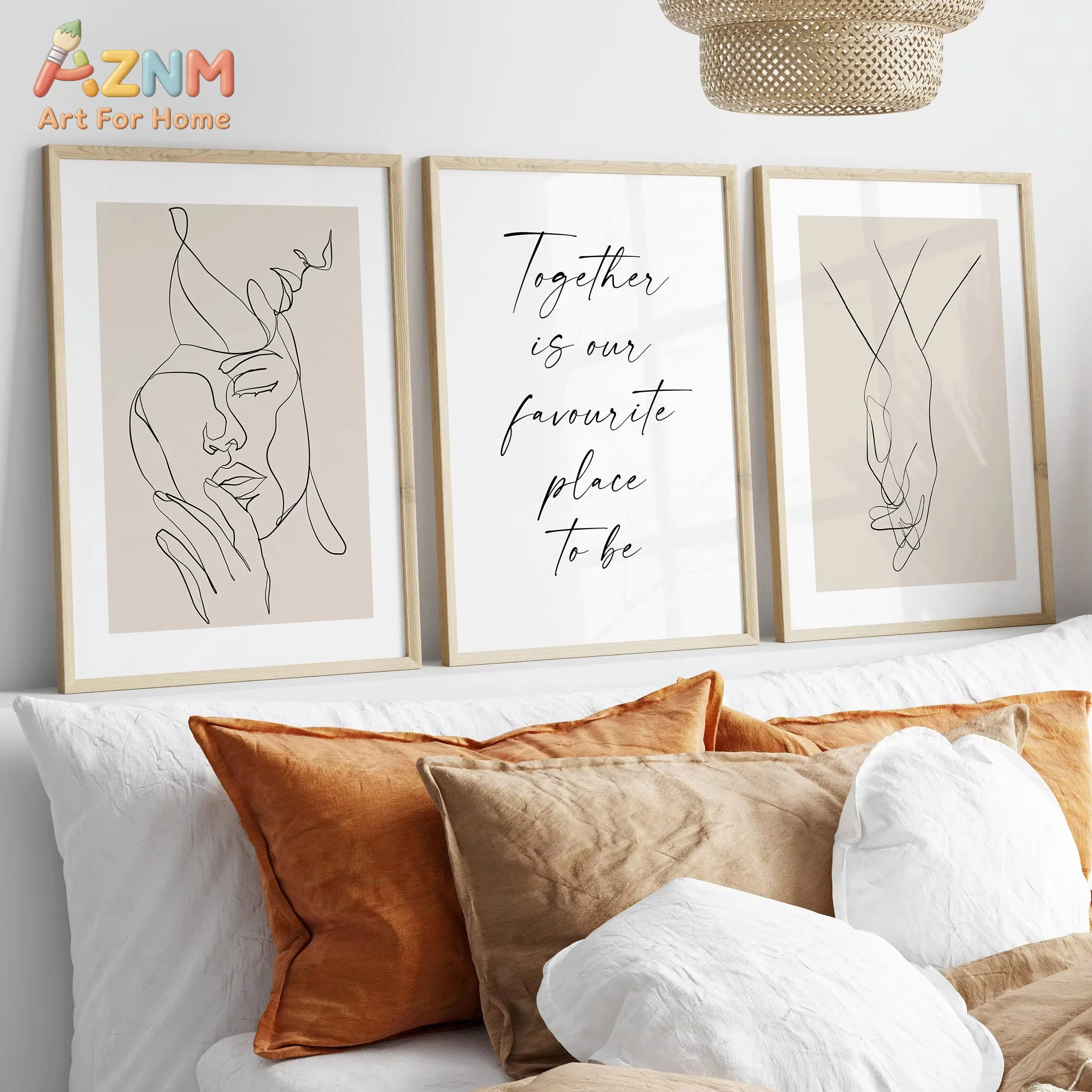 Together Is Our Favourite Place To Be Bedroom Print Wall Art Above The Bed Decor Line Text Art Minimalist Decoration Gift Poster