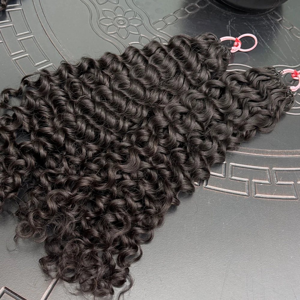 جيري مجعد ريشة الكروشيه شعر الإنسان ضيق مجعد الشعر حزم غير مرئية قبل فصل Knotless الكروشيه وصلات شعر بشري