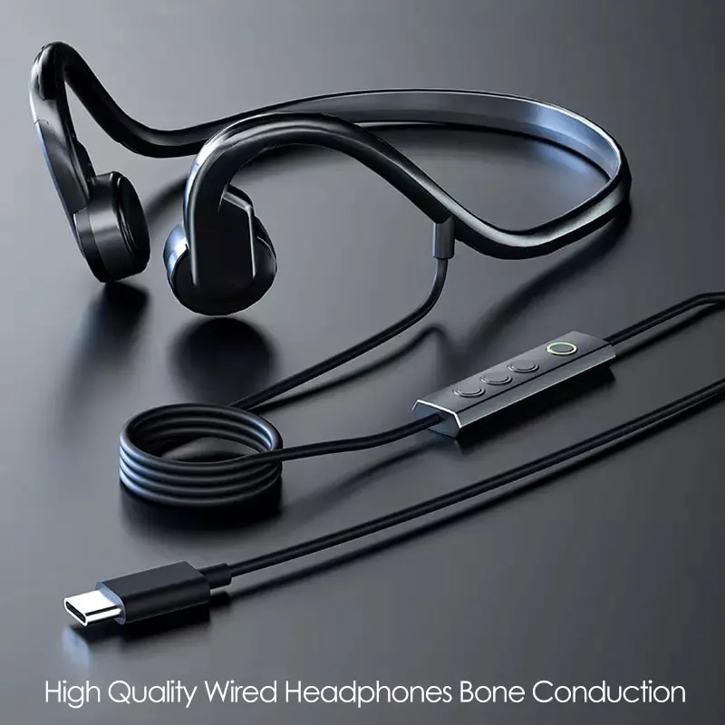 High Quality Wired Headphones Bone Conduction Type-C Earphone Open Back with Mic Noise Isolating Mute Call for Smart Phone Xiomi