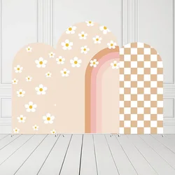 Mehofond Custom 2-Sided Groovy ONE Daisy Flowers Birthday Party Baby Shower Covers Chiara Arch Background Decor Backdrop Photo