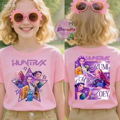 T-shirt graphique imprimé Kpop Dem on Hunt Ers, vêtements d'été pour enfants, T-shirt du film 2026, haut à manches courtes confortable pour filles et garçons