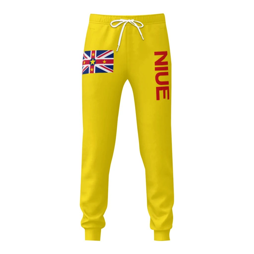 Mens Sweatpants Niue Flag Pants with Pockets Joggers Soccer Football Multifunction Sports Sweat With Drawstring