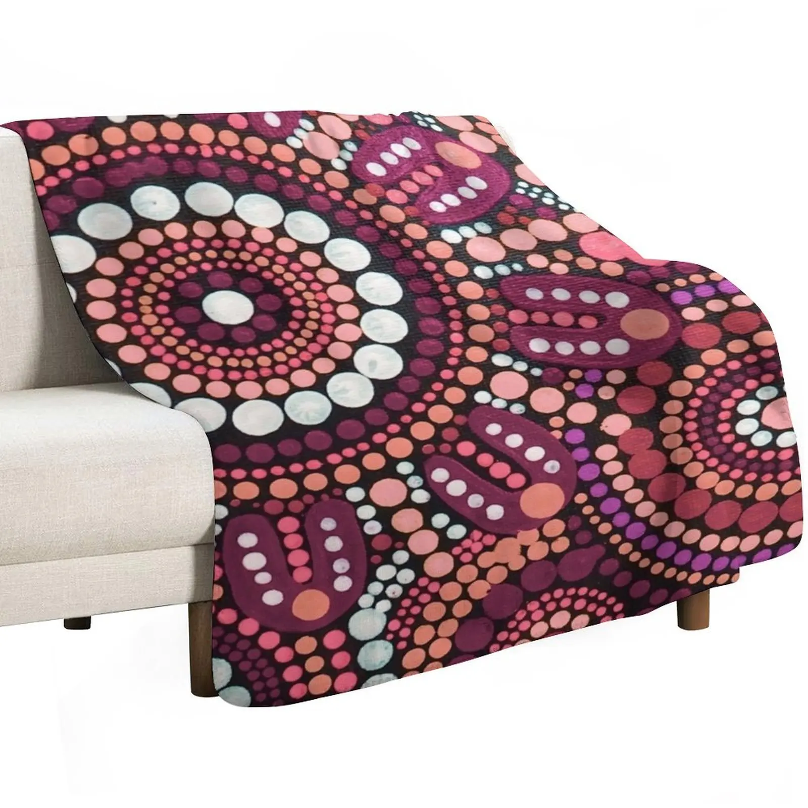 Australian Aboriginal Rose Colour Pattern Family Gathering Throw Blanket Retros Nap Bed linens funny gift Thermal Blankets