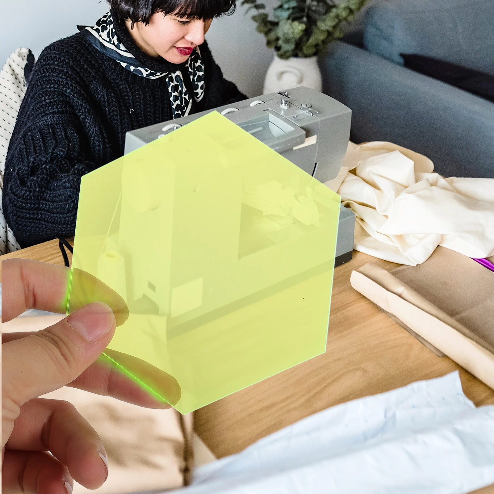 

4pcs Hexagon Quilting Ruler Clear Acrylic Cutting Template For Diy Sewing Crafts Patchwork Tools Supplies Quilting Aid Sewing