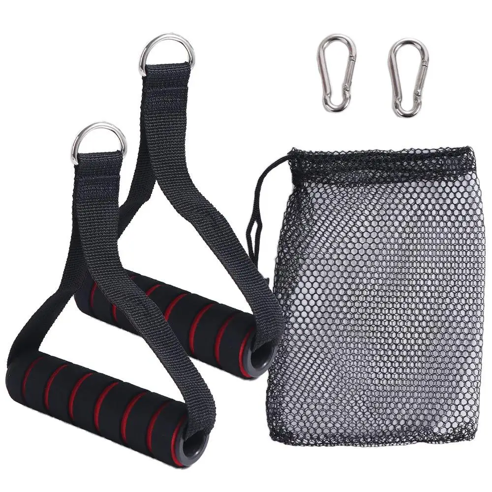 Metal D-Ring Metal Gym Handles Grip Foam Handle Heavy Duty Handle with Hook Black&Red D-Ring Pull Rope Handle Strength Training