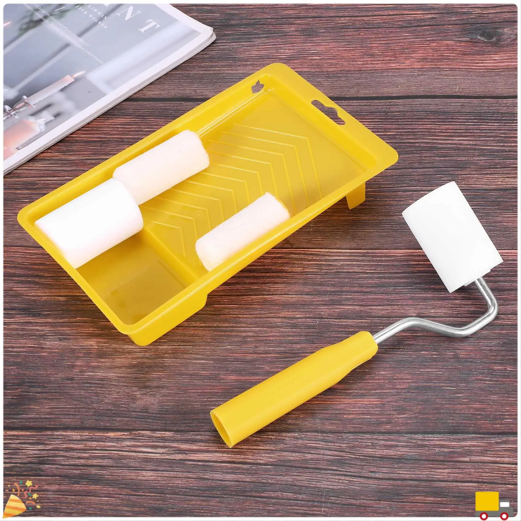 A32HOT-6Pcs Mini Foam Paint Roller Painting Decorating Kit 2 Inch Small Paint Roller Tray Set For Wall Painting Repair Brush view 5