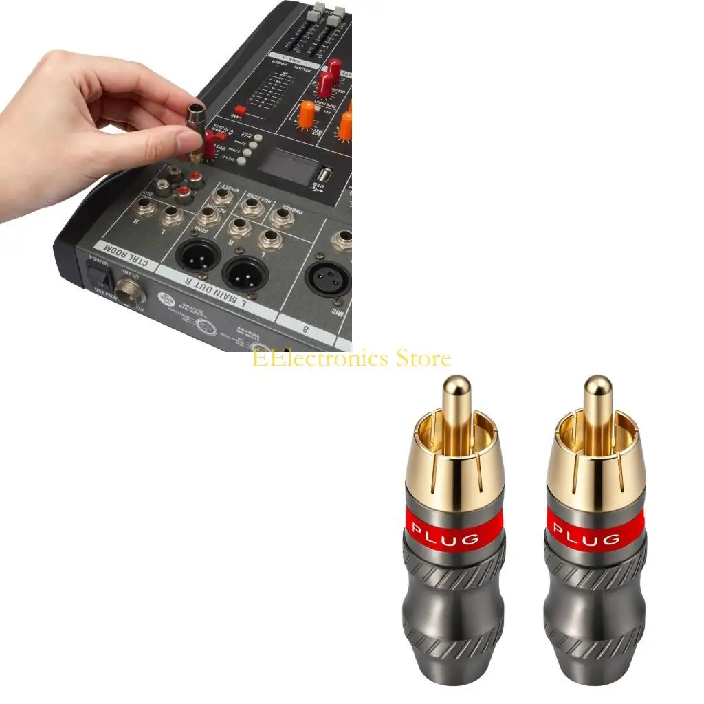 B03C Stereo Wiring Plugs Connector 2 Pack with Solder Terminals Gold Plated Contact Tip for Home or Car Auditory Repair