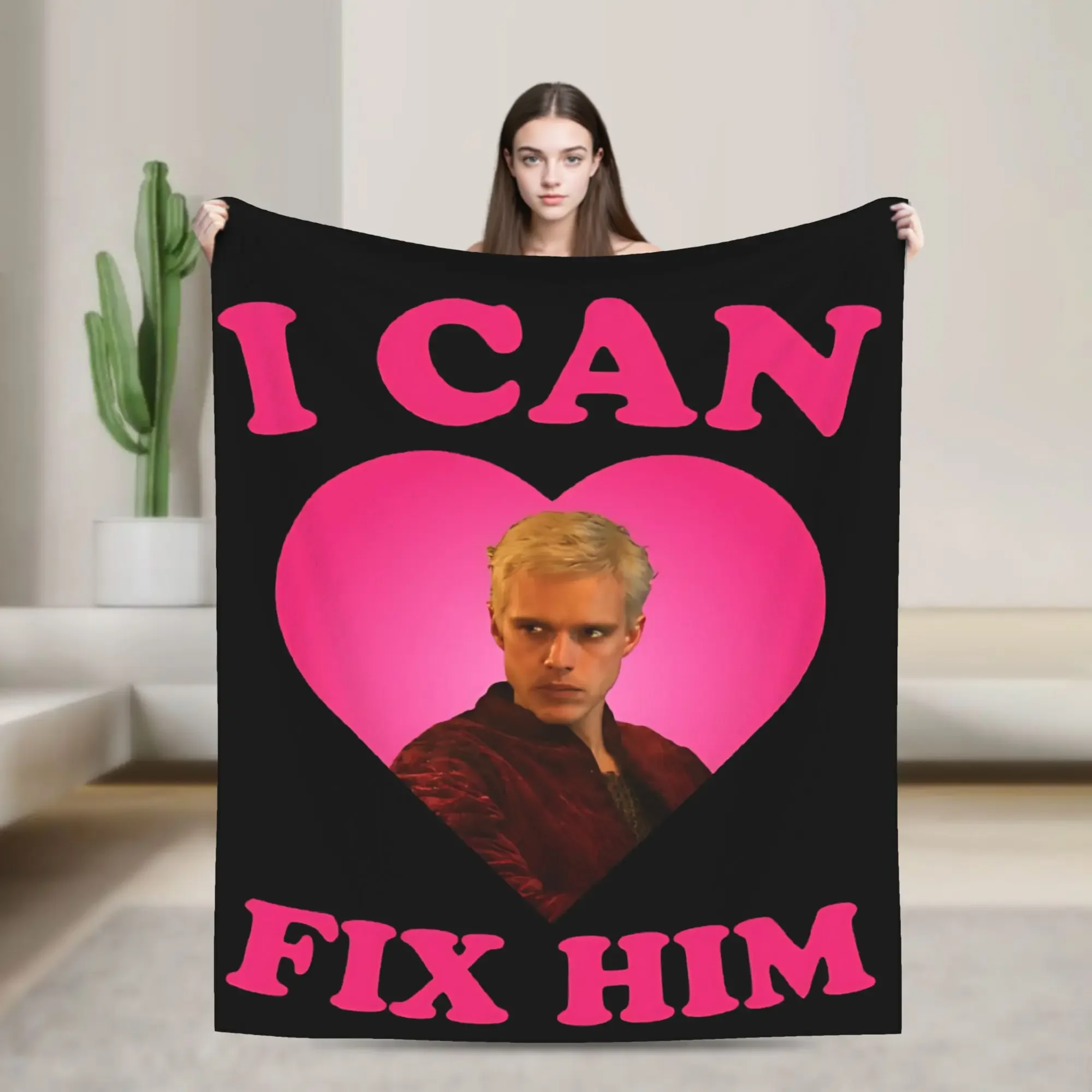 I Can Fix Him Heart Love Quote Throw Blanket Cozy Gift for Him Boyfriend Valentines Day Decor