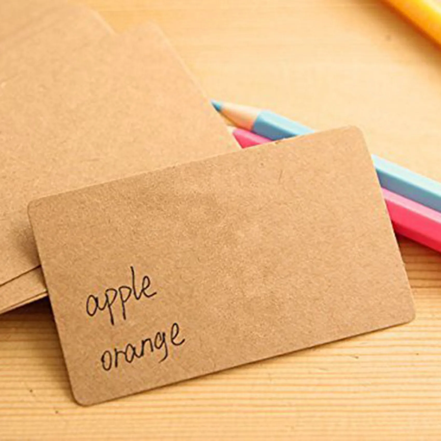Superior-300Pcs Blank Kraft Paper Business Cards Word Card Message Card DIY Gift Card
