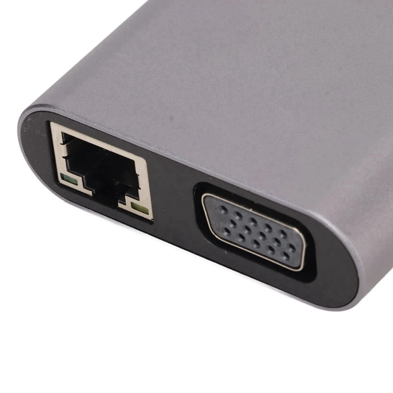 Адаптер USB C-концентратора с 4K HD, VGA, USB 3.0, 100 Мбит/с RJ45 Ethernet, PD 87 Вт для Mac Mini, Mac Pro, Pro