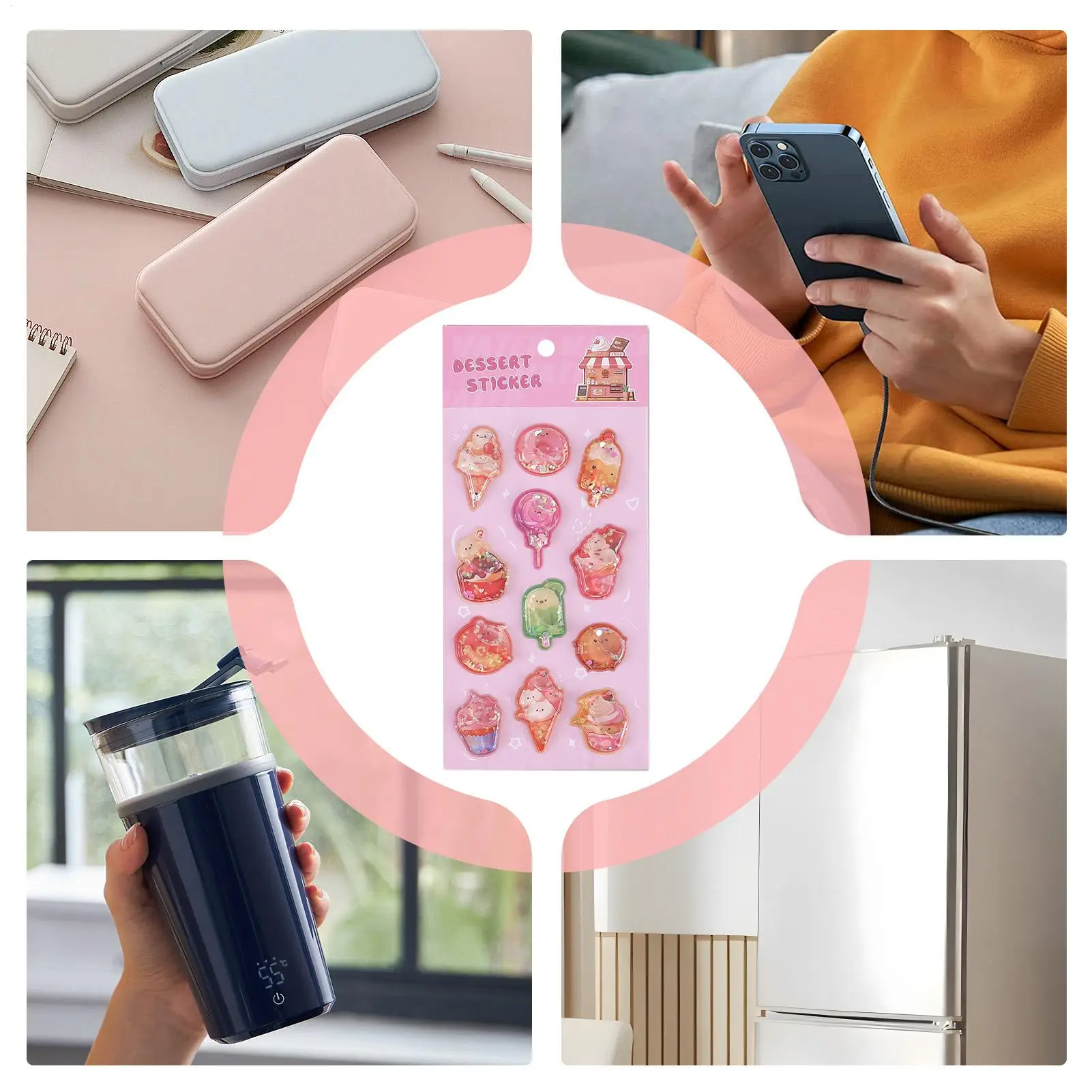 

3D Embossed Stickers Adorable Cartoon Food Series Journal Decals Assorted Decorative Cartoon Stickers for Girls Children Teens