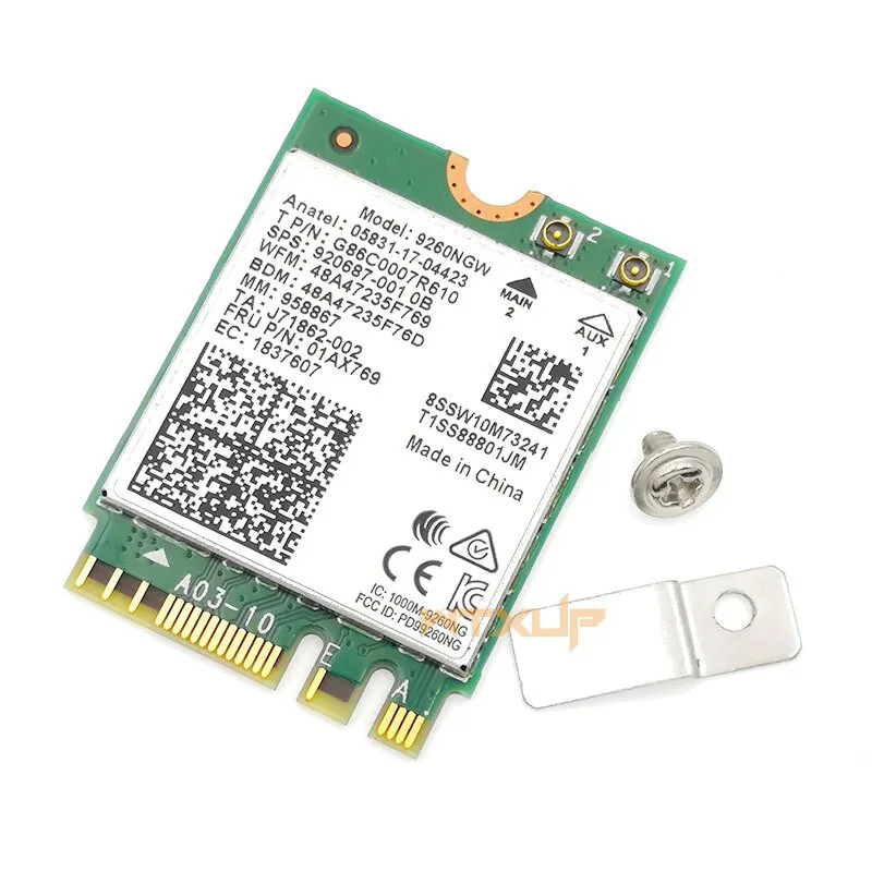 Tarjeta Wifi inalámbrica para ordenador portátil, adaptador de escritorio para Win10 11, 1730Mbps, 9260AC, 9260NGW, 2,4G/5Ghz, M.2 NGFF, 802.11ac, Bluetooth 5,0