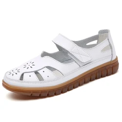 Women'S Sandals Appear White, Rubber Soft Soled Walking Shoes, Outdoor Beach Sandals, Anti Slip, Genuine Leather Summer New 2024